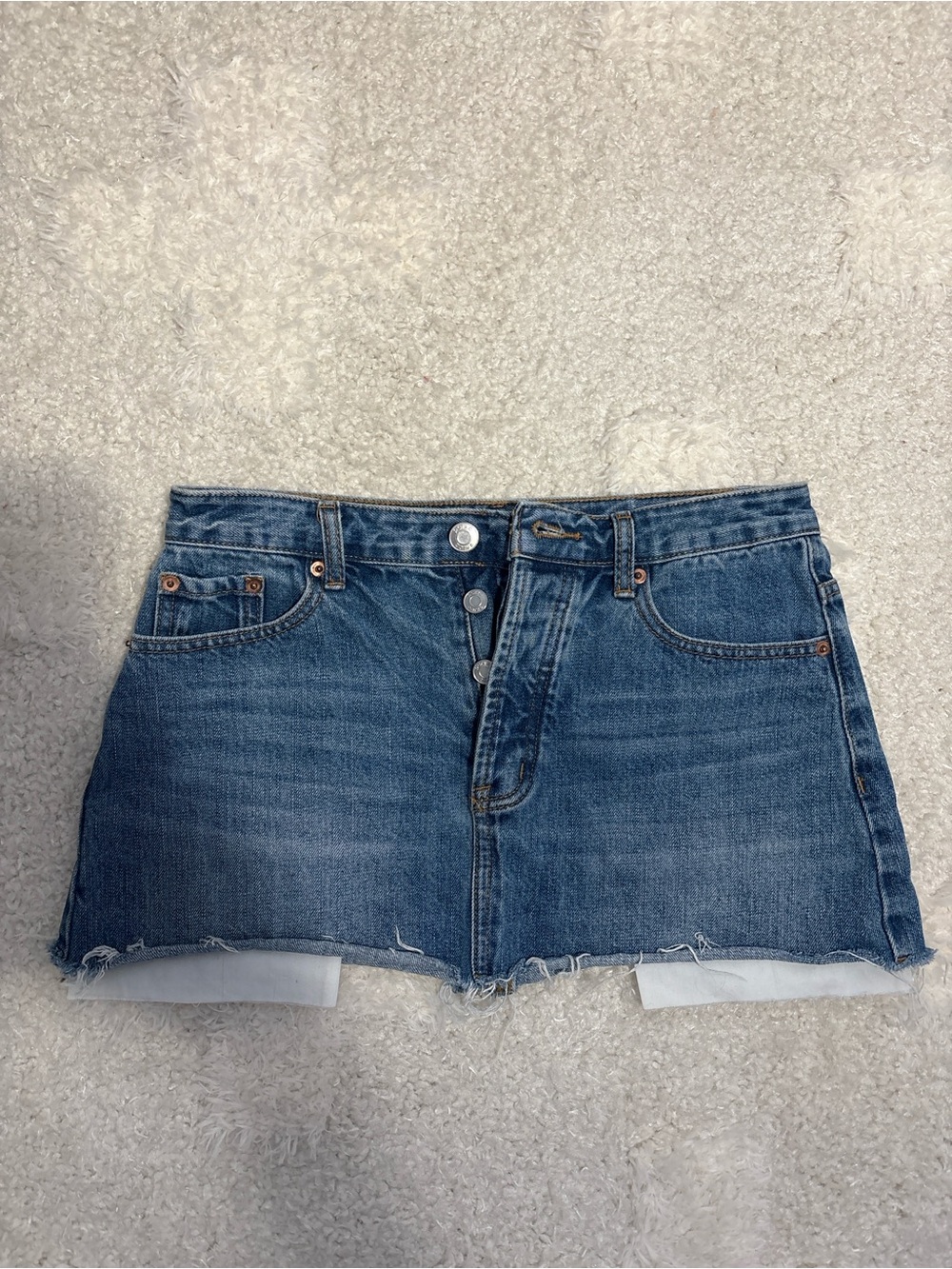 Classic Indigo Denim Mini Skirt with Button Front